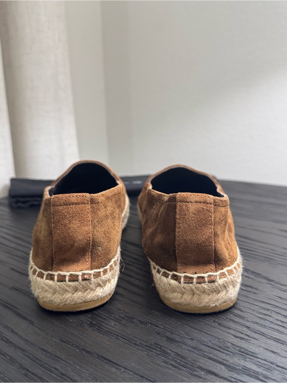 Saint Laurent YSL Espadrille Flats Logo Suede Brown 38 - Picture 7 of 8